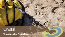  Presentation with detector - Amazing presentation design having metal detector on the sandy backdrop and a coral colored foreground