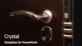  Presentation with metal - PPT theme consisting of metal door lock with pull background and a black colored foreground