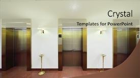  Presentation with elevators - Amazing slide deck having metal doors to elevators marble backdrop and a soft green colored foreground