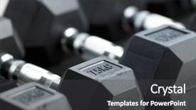  Presentation with black chrome metallic mesh metal - Presentation design consisting of metal dumbbell set on rack background and a dark gray colored foreground