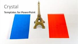  Presentation with eiffel tower - Amazing presentation theme having metal eiffel tower and french flag on background backdrop and a white colored foreground