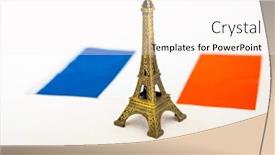  Presentation with eiffel tower - Theme featuring metal eiffel tower and french flag on background background and a white colored foreground