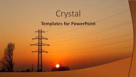  Presentation with electric pole - Colorful presentation theme enhanced with metal-electric-pole-at-sunset backdrop and a coral colored foreground