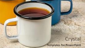 Presentation with hot metal - Cool new slides with metal-enamel-cup-of-hot backdrop and a mint green colored foreground