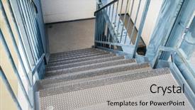  Presentation with building fire - Presentation theme having metal fire escape outside building background and a  colored foreground