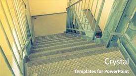  Presentation with building fire - Colorful PPT layouts enhanced with metal fire escape outside building backdrop and a  colored foreground