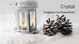  Presentation with flash - Cool new presentation with metal flash light and christmas decoration on light background backdrop and a light gray colored foreground