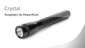  Presentation with metal - Amazing PPT theme having metal-flashlight-isolated-on-white backdrop and a white colored foreground