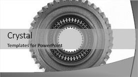  Presentation with helical gear - Cool new presentation design with metal gear on plain background backdrop and a light gray colored foreground
