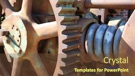  Presentation with color gears - Theme with metal-gears-antique-metal-gears background and a tawny brown colored foreground