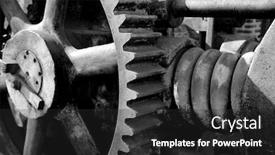  Presentation with manufacturing plant - Slide deck consisting of metal-gears-antique-metal-gears background and a dark gray colored foreground