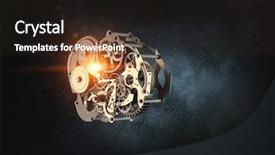  Presentation with gear - Theme with metal gears connected mixed media background and a wine colored foreground