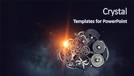  Presentation with gears - Colorful PPT theme enhanced with metal gears connected mixed media backdrop and a wine colored foreground