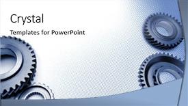  Presentation with gear - Presentation theme having metal gears on blue mesh background and a white colored foreground