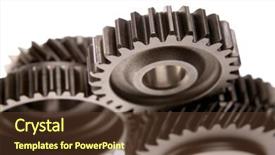  Presentation with gears - Cool new presentation theme with metal gears over white background backdrop and a tawny brown colored foreground
