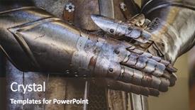  Presentation with armor - Presentation having metal gloves medieval armor made background and a tawny brown colored foreground