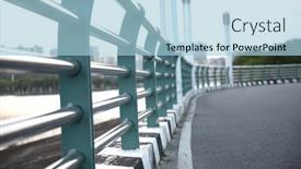 Presentation with metal - PPT theme featuring metal-guardrails-on-the-side background and a light blue colored foreground