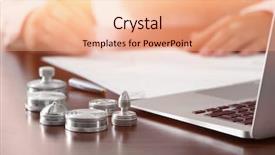  Presentation with notary - Beautiful PPT theme featuring metal ink pads stamps backdrop and a coral colored foreground