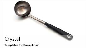  Presentation with blank whiteboard isolated on white - Presentation design featuring metal ladle isolated on white background and a  colored foreground