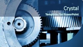  Presentation with elements - Presentation theme featuring metal manufacture - gear machine elements close-up industry background and a ocean colored foreground