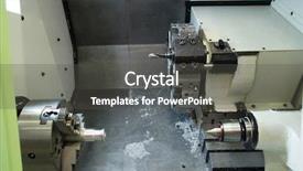  Presentation with lathe - Cool new slide deck with metal manufacture - lathe isolated under the white backdrop and a  colored foreground