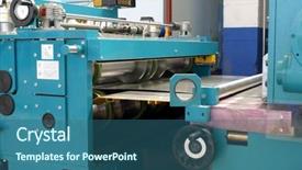  Presentation with texture steel sheet rust corrosion - PPT theme consisting of metal manufacture - machine for slitting cutting stripping background and a ocean colored foreground