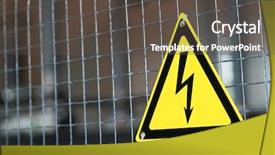  Presentation with danger - Presentation enhanced with metal mesh and yellow electrical background and a dark gray colored foreground