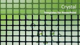  Presentation with black chrome metallic mesh metal - Presentation theme featuring metal-mesh-with-water-drops background and a seafoam green colored foreground