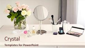  Presentation with cosmetic - Slide deck featuring cosmetic set on light dressing table background and a lemonade colored foreground