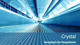  Presentation with moving - PPT layouts featuring metal modern travelator in moving background and a ocean colored foreground
