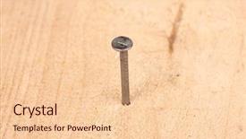  Presentation with nail - Colorful PPT theme enhanced with metal nail in wooden plank backdrop and a lemonade colored foreground