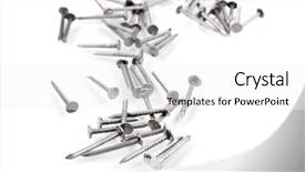  Presentation with nails - PPT theme with little grey scottish cat lying on the floor background and a coral colored foreground