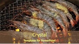  Presentation with shrimp farming - Audience pleasing presentation consisting of metal net at japanese restaurant backdrop and a tawny brown colored foreground