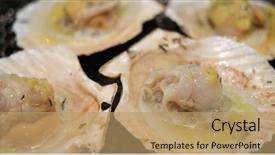  Presentation with japanese korean yakiniku barbecue style - Colorful presentation theme enhanced with metal net barbecue in restaurant backdrop and a coral colored foreground