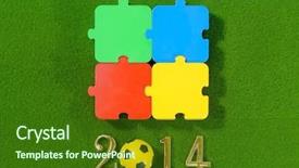  Presentation with grad ball - Slide deck with metal numbers and football soccer background and a forest green colored foreground