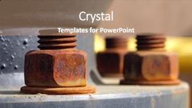  Presentation with old rusty pipe - Slides enhanced with metal nut on iron water background and a coral colored foreground