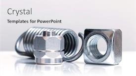  Presentation with nuts - PPT theme enhanced with metal-nuts-and-helical-spring background and a sky blue colored foreground