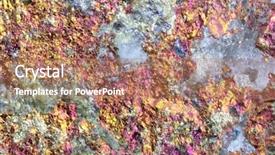  Presentation with abstract rainbow color prism - PPT layouts with pyrite - rainbow colored chalcopyrite texture macro background and a coral colored foreground