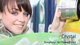  Presentation with metal recycling - Slide deck with metal packaging - brunette recycling background and a mint green colored foreground