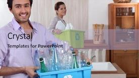 Presentation with recycling - Slide deck consisting of metal packaging - couple doing recycling background and a light blue colored foreground