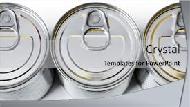  Presentation with food packaging - Presentation design consisting of metal packaging - detail of the lids background and a light gray colored foreground