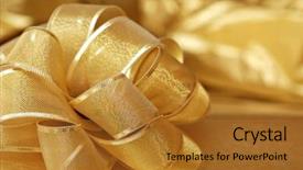  Presentation with shiny gold - Slide set featuring metal packaging - elegant gold gift bow background and a gold colored foreground