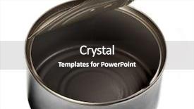  Presentation with packaging - Audience pleasing presentation consisting of metal packaging - empty opened fish can isolated backdrop and a  colored foreground