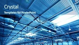  Presentation with cold storage warehouse - Slides consisting of metal packaging - empty warehouse toned background and a ocean colored foreground