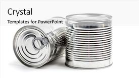  Presentation with food white - Presentation theme enhanced with metal packaging - food tin cans on white background and a  colored foreground