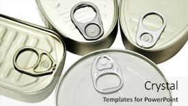  Presentation with packaging - Audience pleasing presentation consisting of metal packaging - isolated tin can backdrop and a  colored foreground