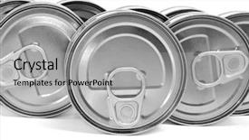  Presentation with pile - Amazing slide deck having metal packaging - pile of cans backdrop and a light gray colored foreground