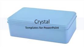  Presentation with packaging - Slide deck featuring metal packaging - tin box on white background background and a light blue colored foreground