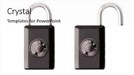  Presentation with encryption padlock and cyber - Cool new presentation with metal padlock open and closed backdrop and a white colored foreground