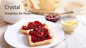  Presentation with jam - PPT theme with metal pane - bread with butter and homemade background and a  colored foreground